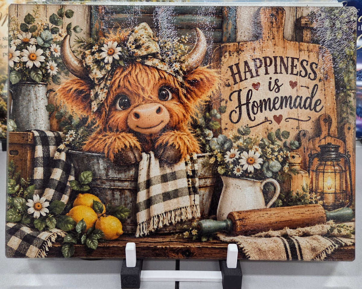 Highland Cow Glass Cutting Board – Happiness Is Homemade