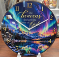 The Heavens Declare Aurora Scripture Wall Clock – 12″ Glass