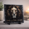 Lion of the Tribe of Judah Slate – Christian Faith Decor – Revelation 5:5 Scripture Plaque – Bold Lion Art