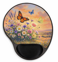 Butterfly Wildflower Ergonomic Mouse Pad with Wrist Rest – Removable Insert Desk Set