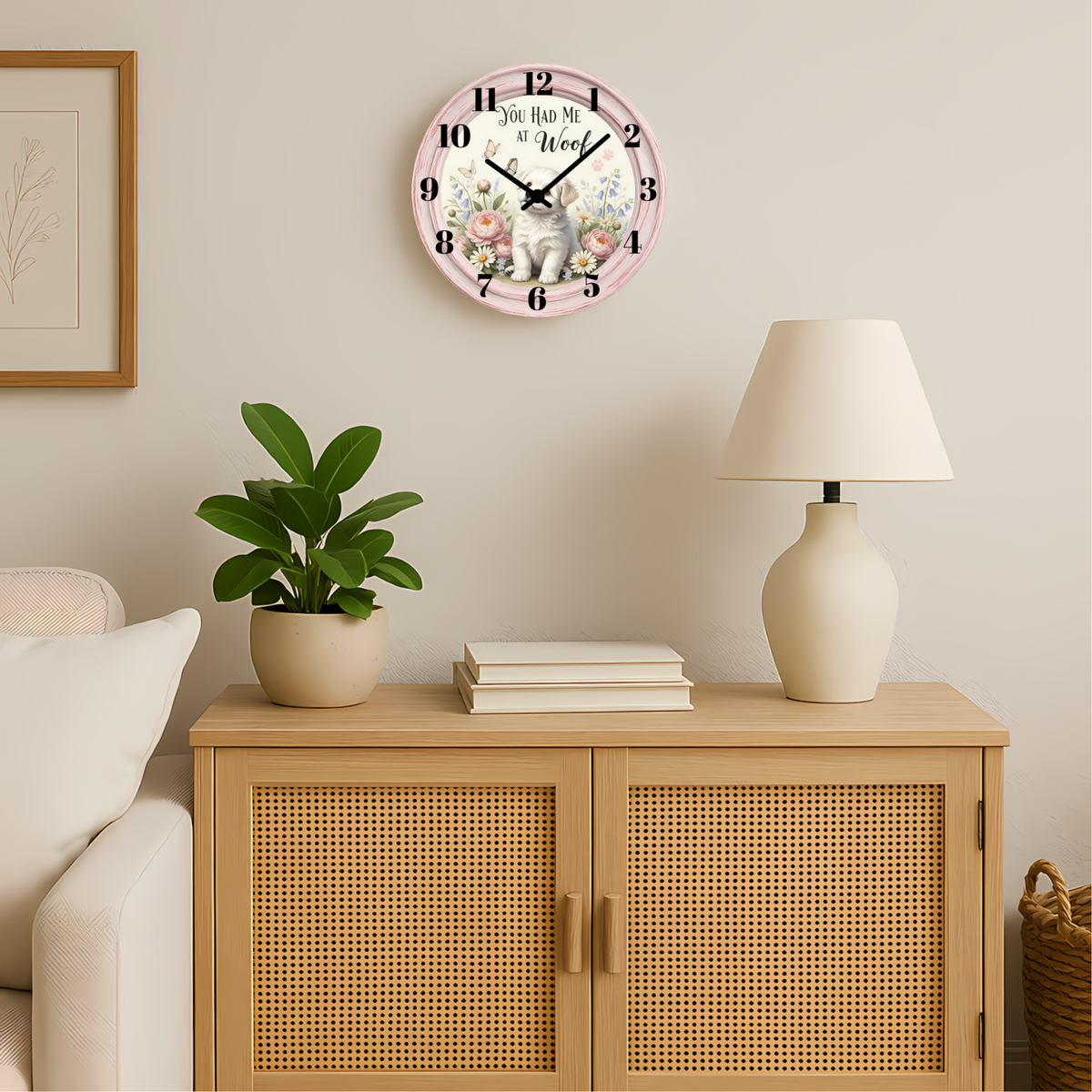 Dog Lover Wall Clock – “You Had Me at Woof” – 12″ Glass
