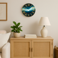 Midnight Teal & Gold Abstract Wall Clock