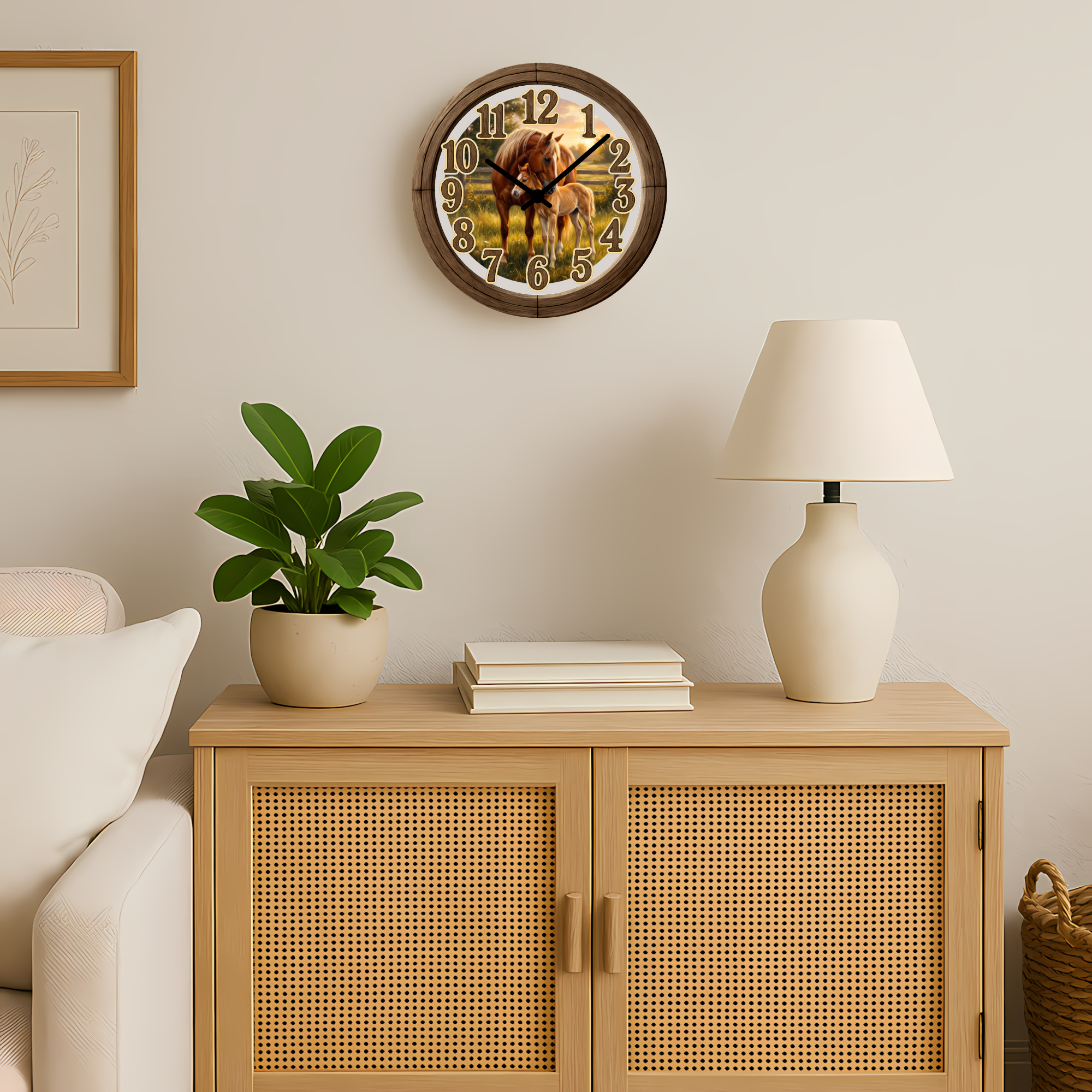 Rustic Horse & Foal Wall Clock