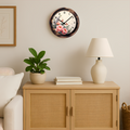 Vintage Floral Farmhouse Wall Clock – 12″ Glass, Silent Sweep