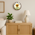 Sunflower Farmhouse Wall Clock – 12″ Glass, Silent Non-Ticking