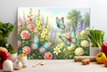 Butterfly Garden Glass Cutting Board – Floral Meadow Kitchen Decor