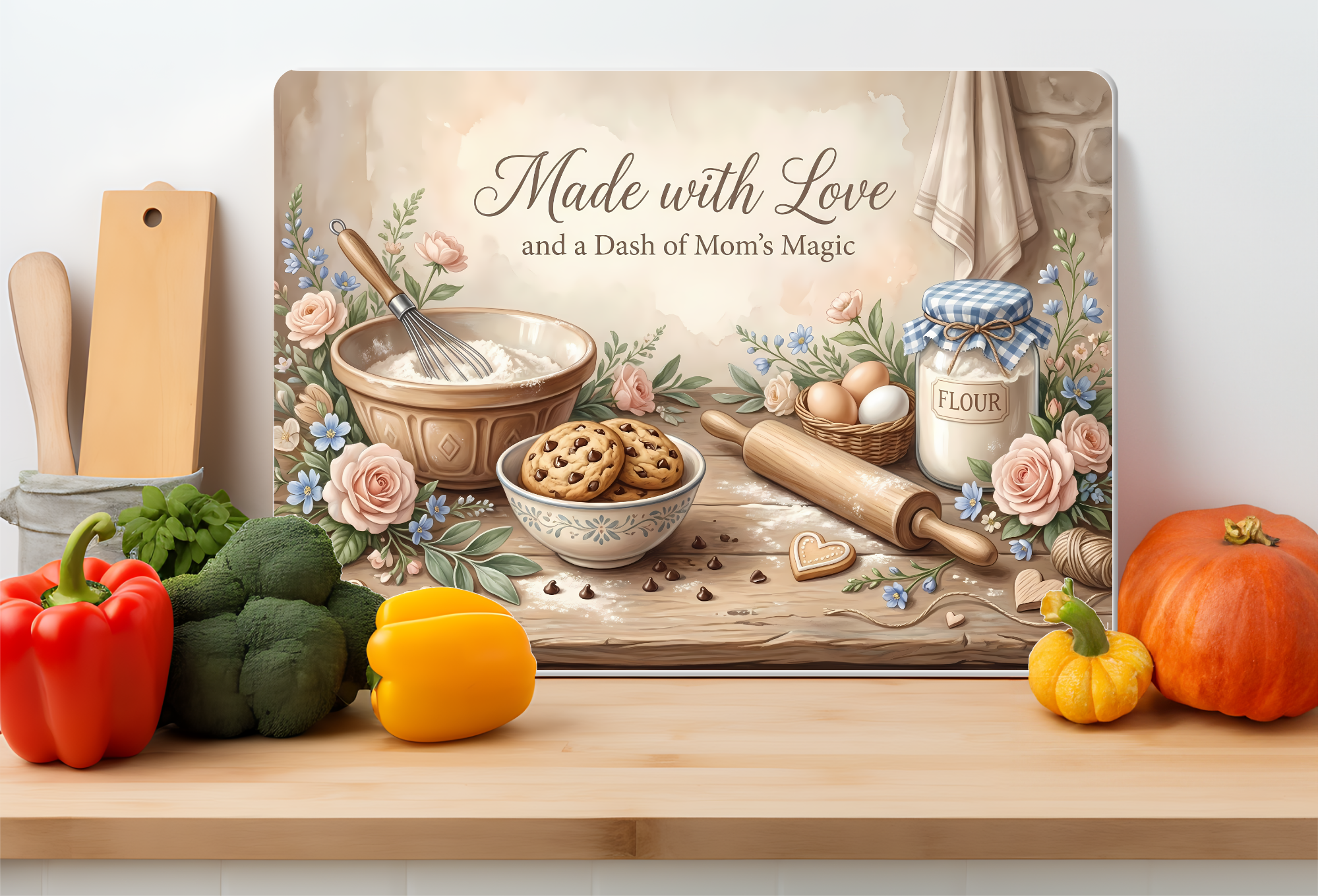 Made with Love Farmhouse Baking Glass Cutting Board
