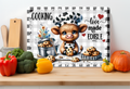 Cooking Is Love Made Edible Highland Cow Glass Cutting Board