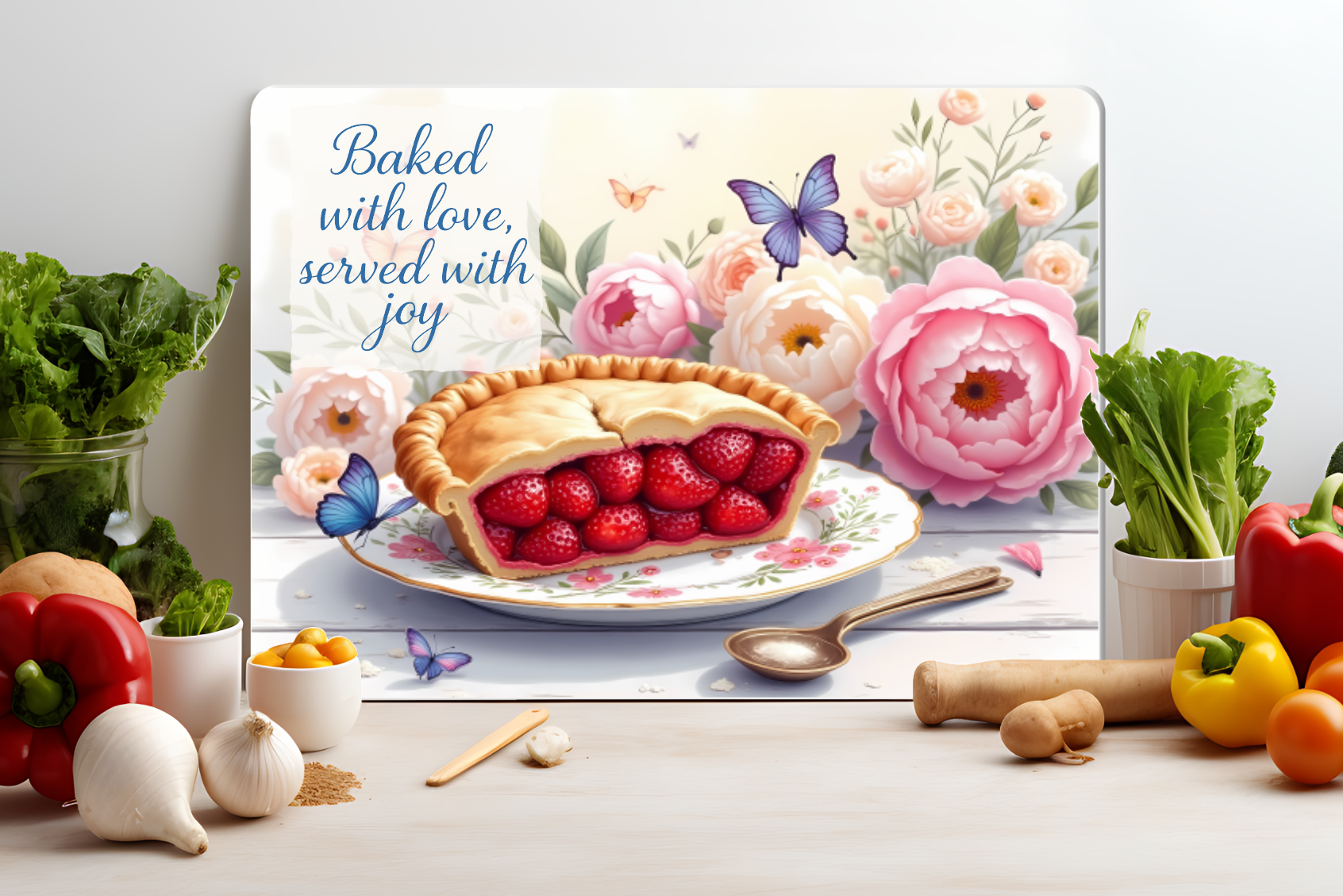 Baked with Love Cutting Board – Cottage Floral Kitchen Decor