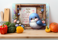Recipe for Love Bluebird Glass Cutting Board