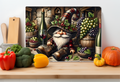 Cozy Wine Cellar Gnome Glass Cutting Board