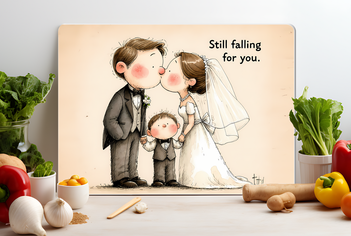 Still Falling for You Family Glass Cutting Board