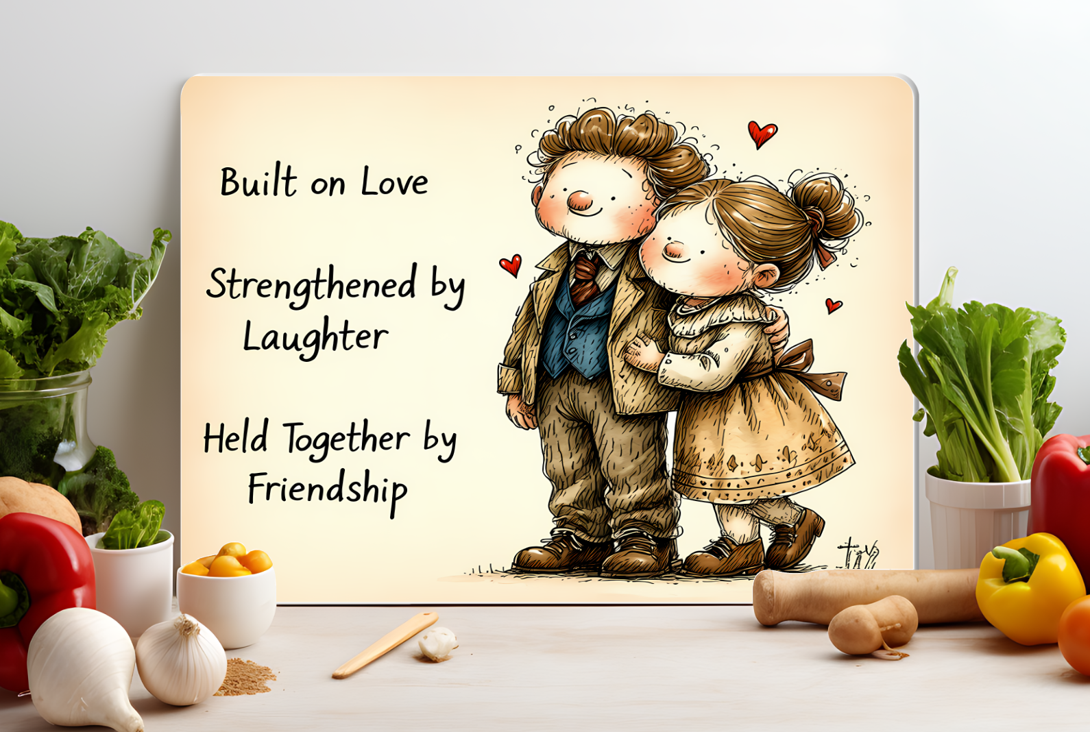 Built on Love Strengthened by Laughter Glass Cutting Board
