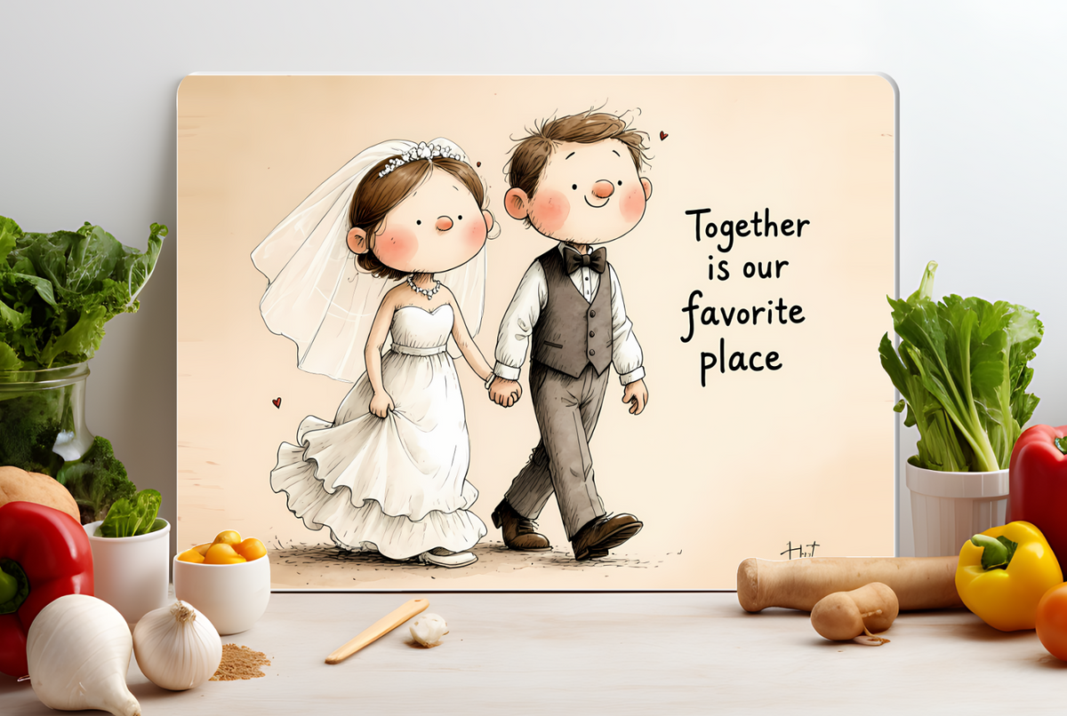 Together Is Our Favorite Place Wedding Glass Cutting Board
