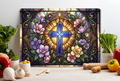 Stained Glass Cross Glass Cutting Board – Faith-Inspired Kitchen Decor