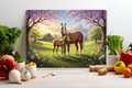 Spring Horse & Foal Glass Cutting Board – Farmhouse Kitchen Decor