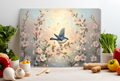 Bluebird and Cherry Blossoms Glass Cutting Board – Spring Garden Kitchen Decor