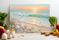 Seaside Shells Sunrise Glass Cutting Board
