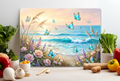 Coastal Butterflies Glass Cutting Board – Beach Floral Kitchen Decor