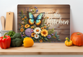 Bless This Kitchen Butterfly Farmhouse Glass Cutting Board