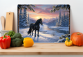 Winter River Horse Glass Cutting Board