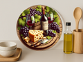 Wine & Cheese Still Life – Round Glass Cutting Board 12"