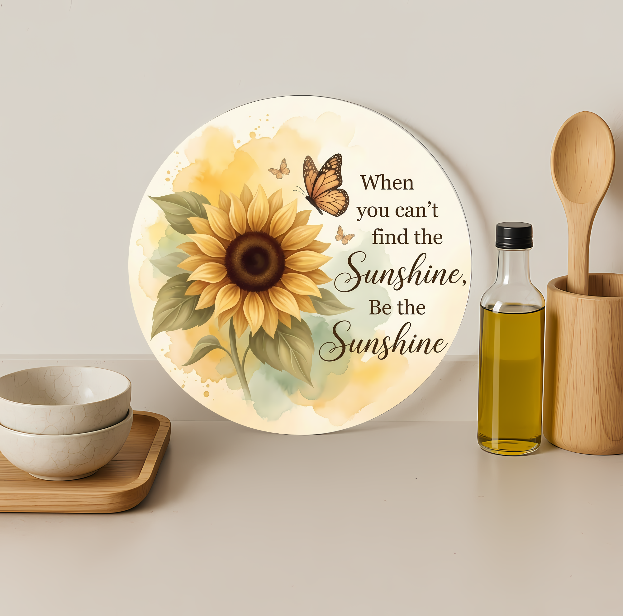 Sunflower Inspiration Round Glass Cutting Board-Round 12"