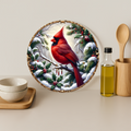Winter Cardinal Decorative Round Glass Cutting Board 12" (Copy)