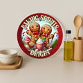 Baking Spirits Bright Gingerbread Round Glass Cutting Board 12"