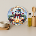 Chillin’ With My Snowmies-Round Glass Cutting Board 12"