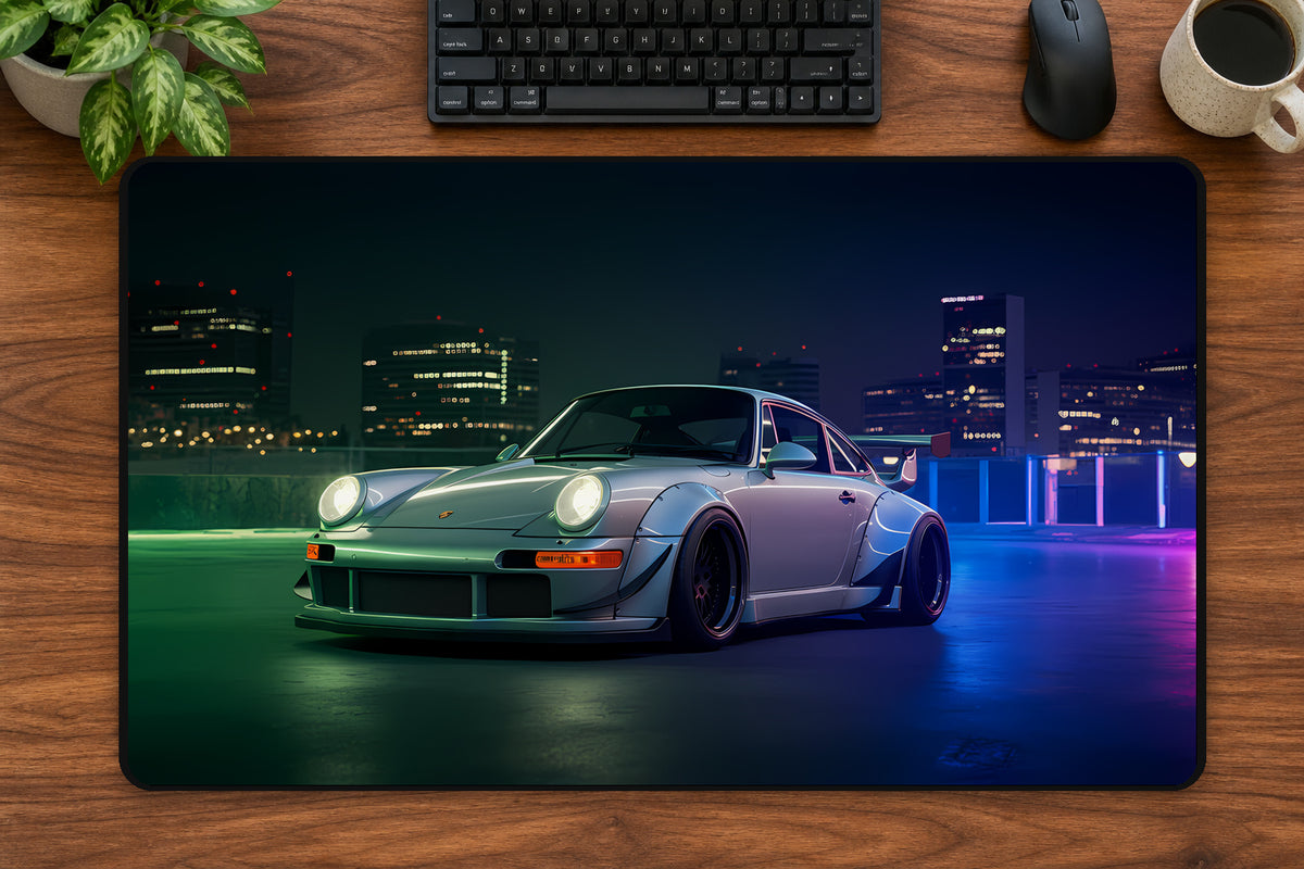 Neon Night Sports Car Desk Pad 24 × 14 inch desk pad