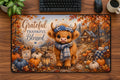 Grateful Thankful Blessed Highland Cow Desk Pad 24 × 14 inch desk pad