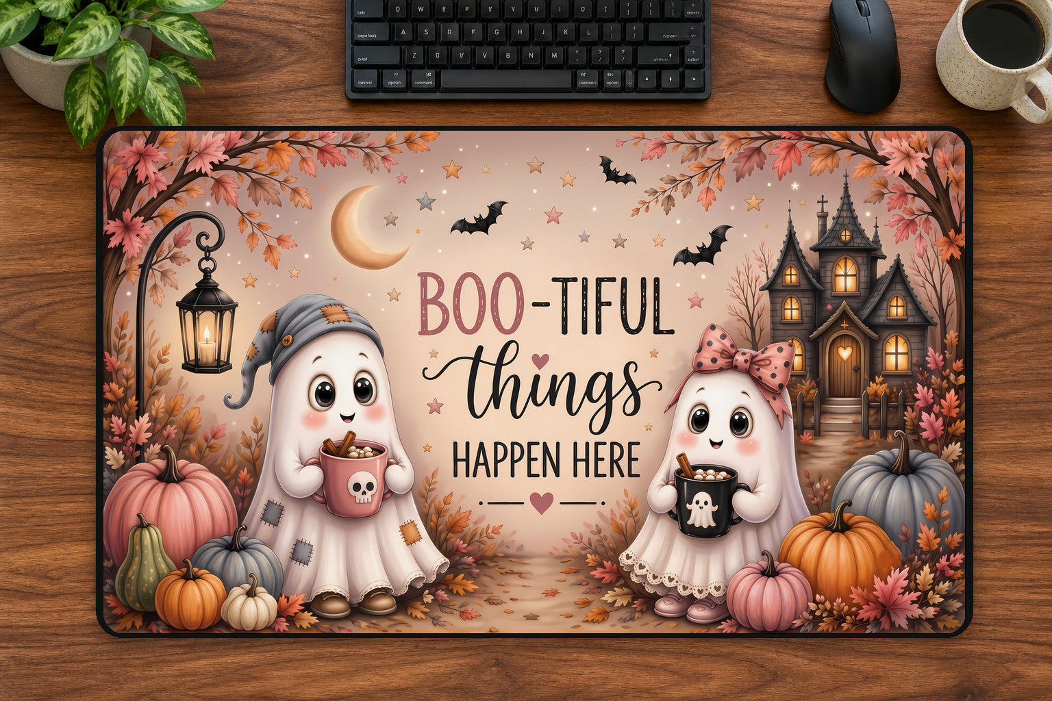 Boo-tiful Things Happen Here Desk Pad 24 × 14 inch desk pad