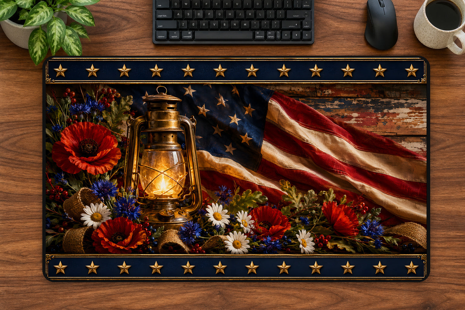 Faith and Freedom Patriotic Desk Pad 24 × 14 inch desk pad