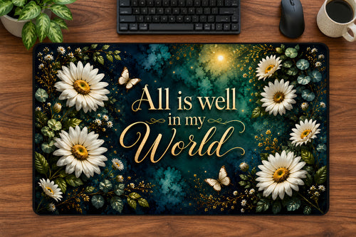 All Is Well With My World Daisy Desk Pad 24 × 14 inch desk pad