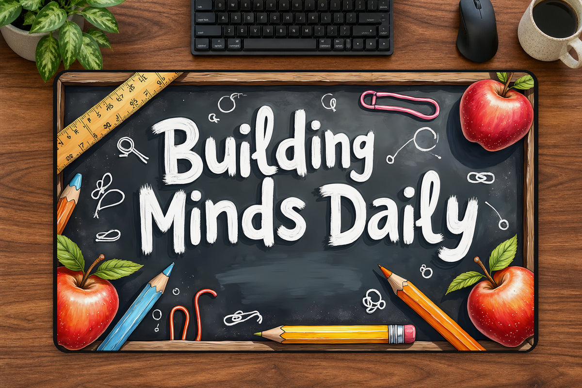 Building Minds Daily Teacher Desk Pad 24 × 14 inch desk pad