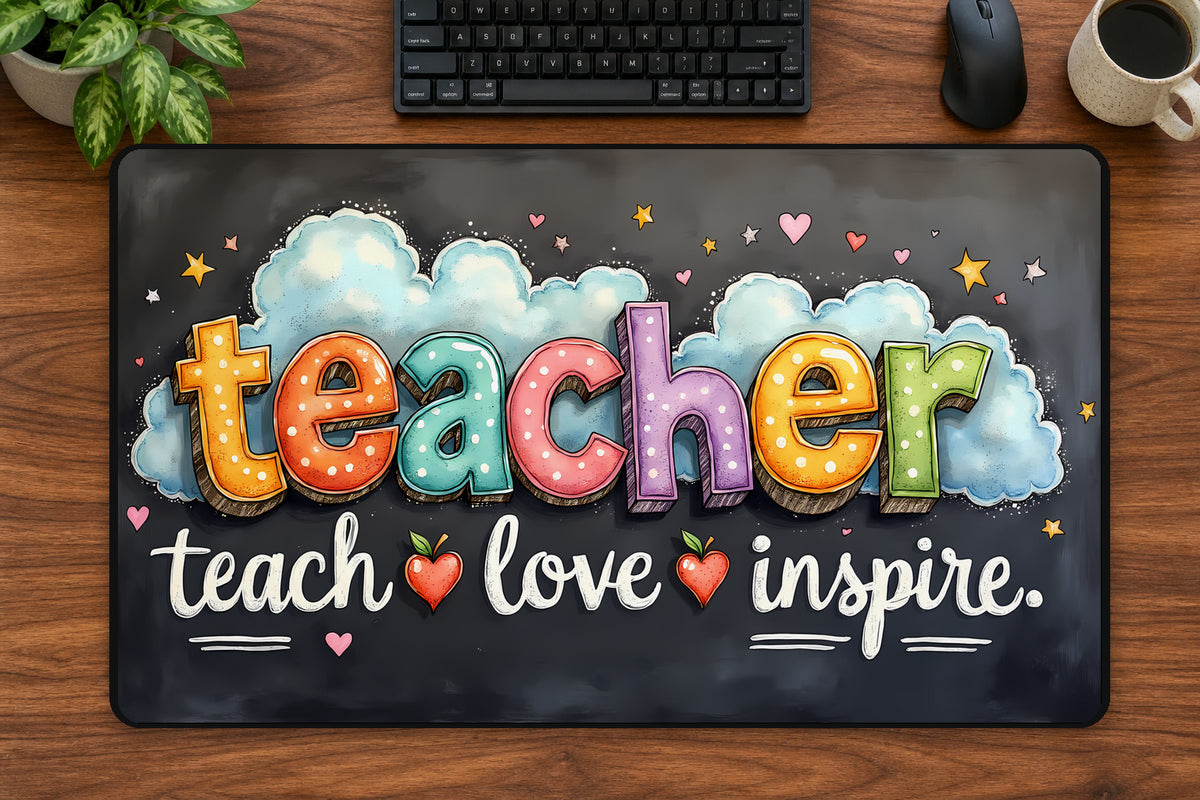 Teach Love Inspire Teacher Desk Pad 24 × 14 inch desk pad