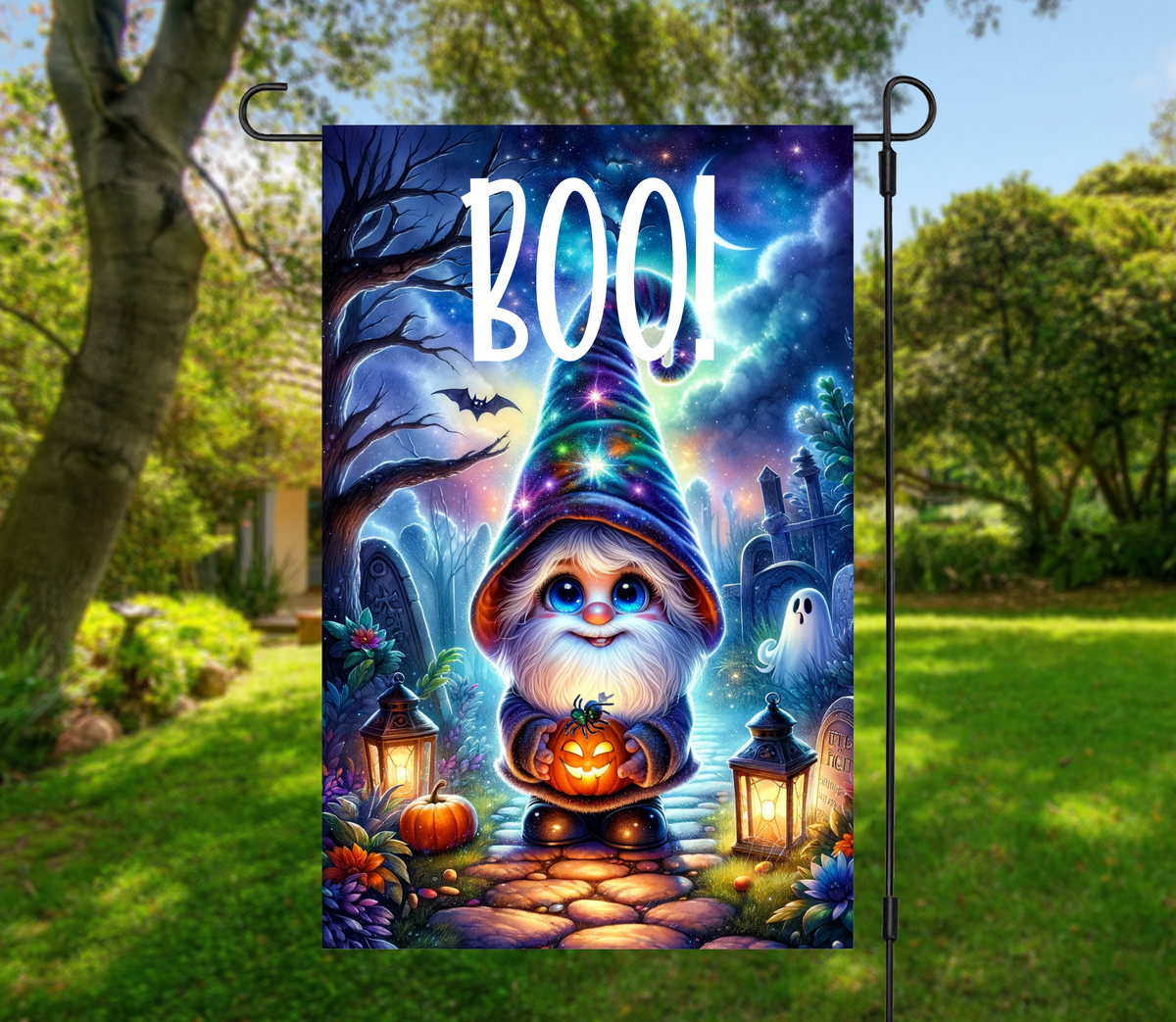 Boo Gnome-12 × 18 Garden Flag (Single-Sided)