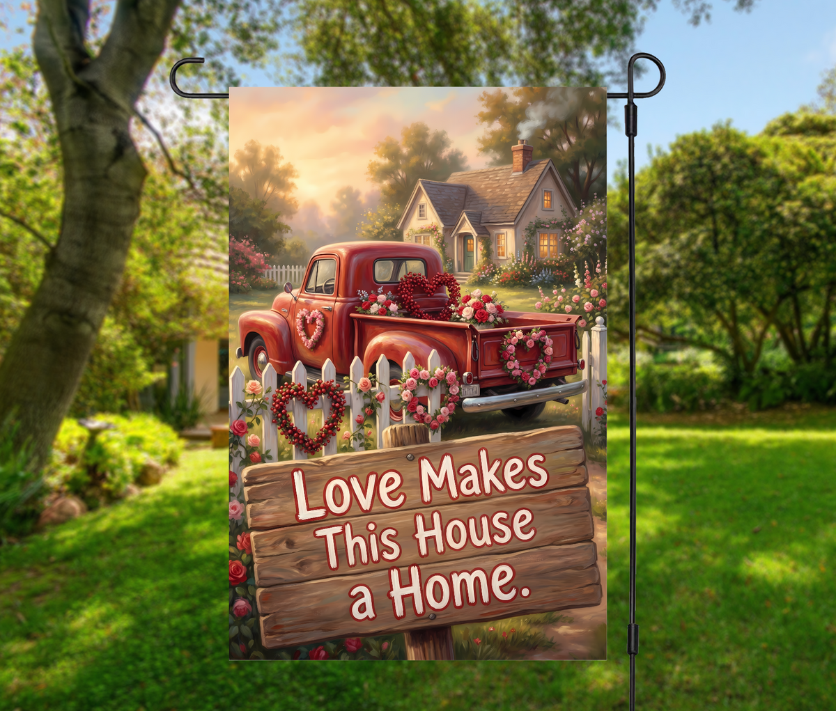 Love Makes This House a Home Spring-12 × 18 Garden Flag (Single-Sided)