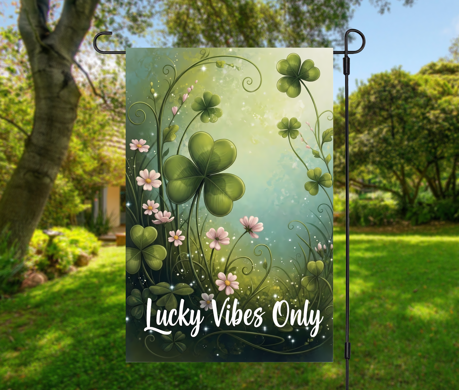 Lucky Vibes Only-12 × 18 Garden Flag (Single-Sided)