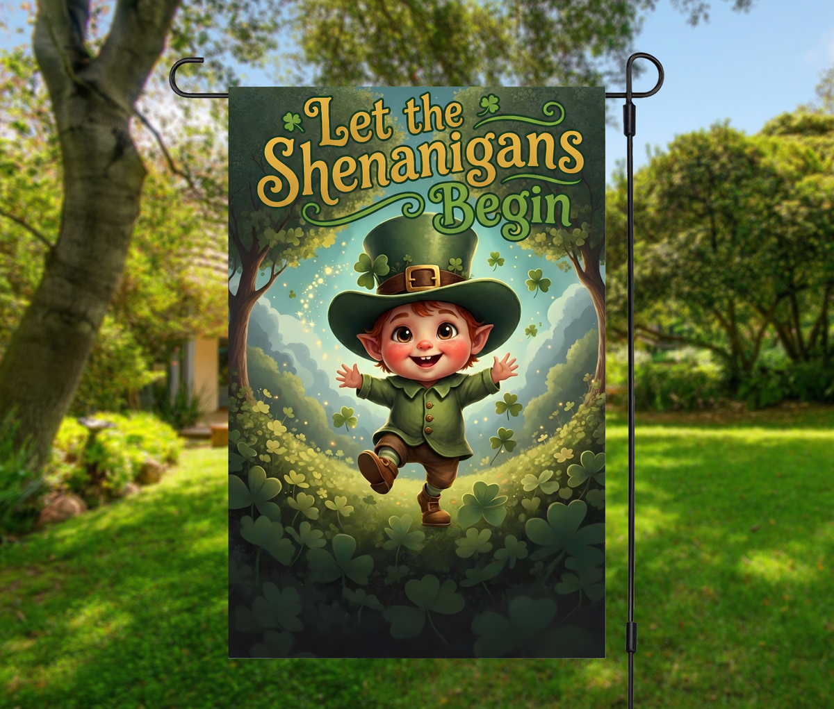 Let the Shenanigans Begin-12 × 18 Garden Flag (Single-Sided)