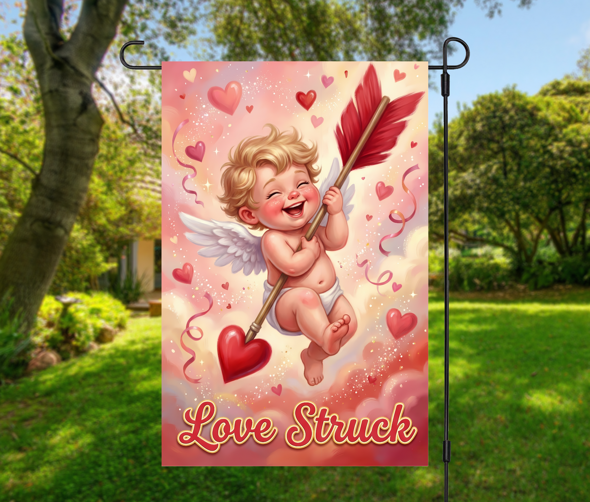 Love Struck Cupid-12 × 18 Garden Flag (Single-Sided)