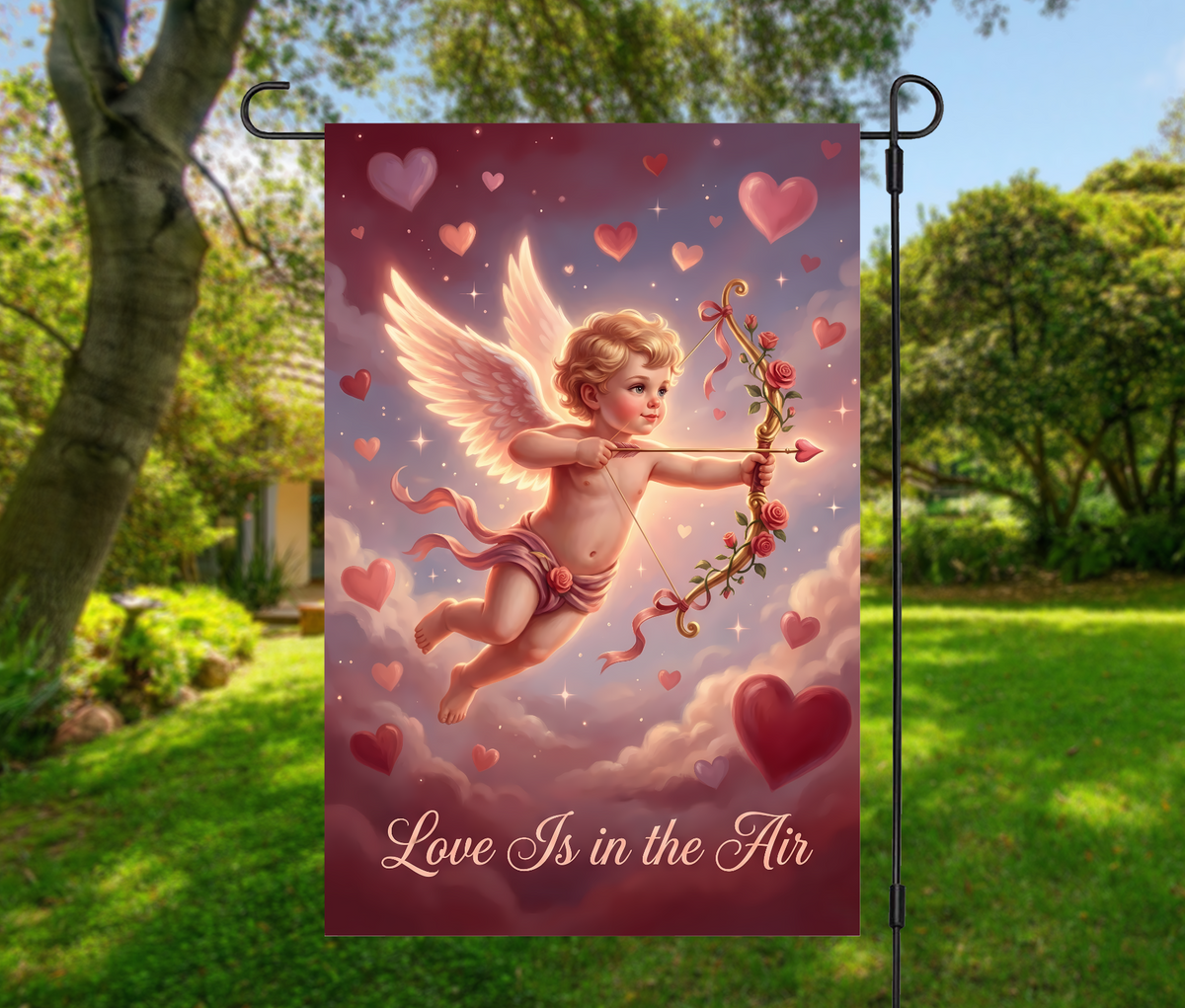 Love Is in the Air Cupid-12 × 18 Garden Flag (Single-Sided)