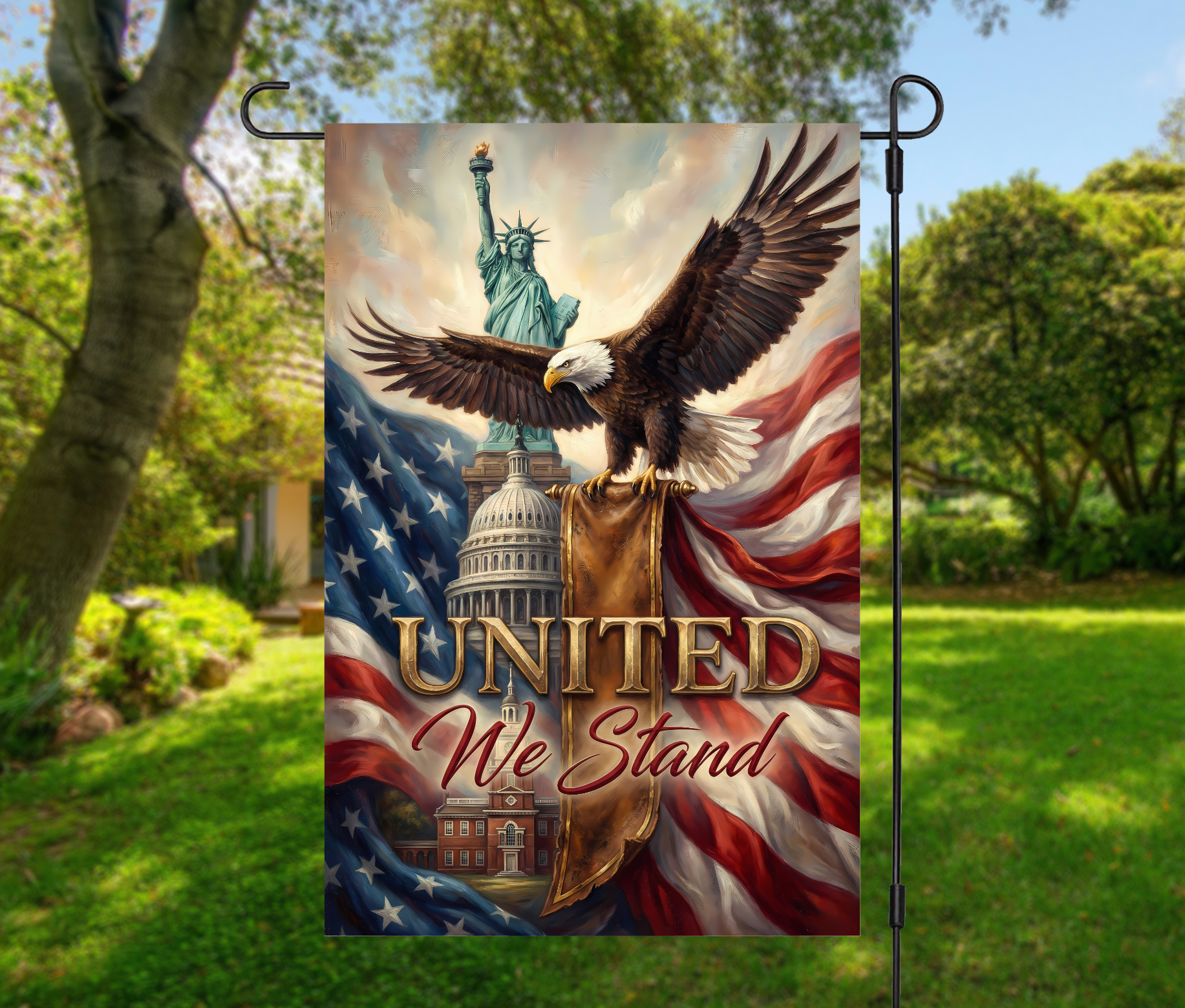 United We Stand Patriotic-12 × 18 Garden Flag (Single-Sided)
