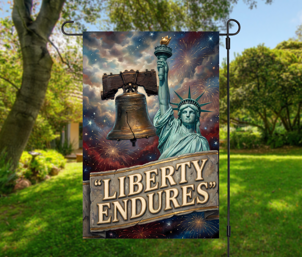 Liberty Endures Patriotic-12 × 18 Garden Flag (Single-Sided)