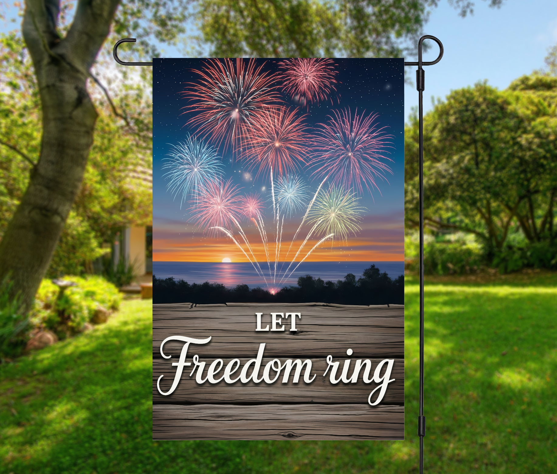 Let Freedom Ring Garden Flag 12×18 – Patriotic Americana (Single-Sided)