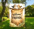 Welcome Friends Garden Flag 12×18 – Whimsical Birds (Single-Sided)