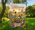 Sunflower Garden Flag – Welcome Y’all Horseshoe Country Garden Flag-12 × 18 (Single-Sided)