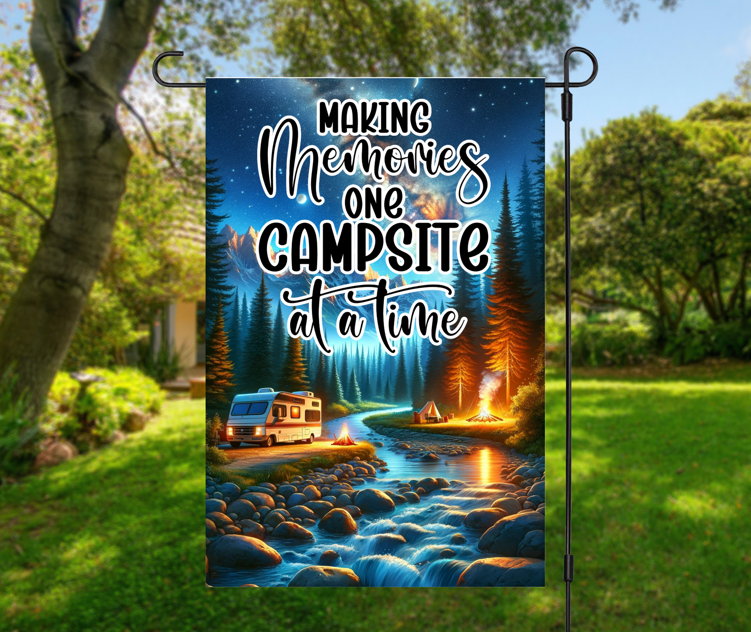 Making Memories One Campsite at a Time-12 × 18 Garden Flag (Single-Sided)