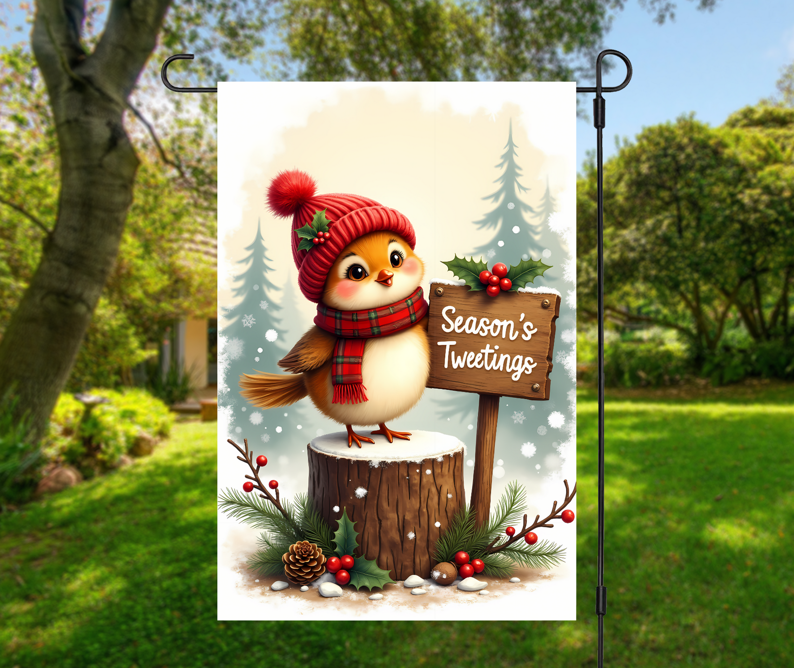 Season’s Tweetings-12 × 18 Garden Flag (Single-Sided)
